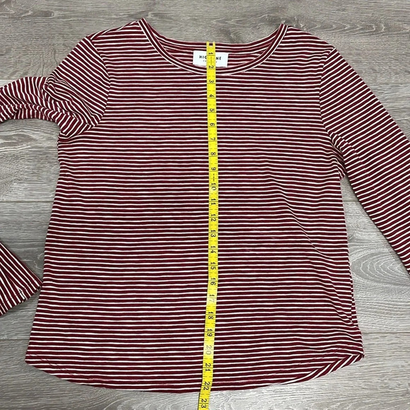 Highline Collective Bell Sleeve Red White Striped Top L - Picture 9 of 15
